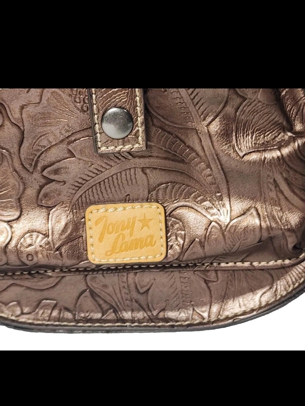 NWT Tony Lama Crossbody Purse Western Tooled 2 Tone Brown Brown Tan Saddle Bag - Picture 4 of 9